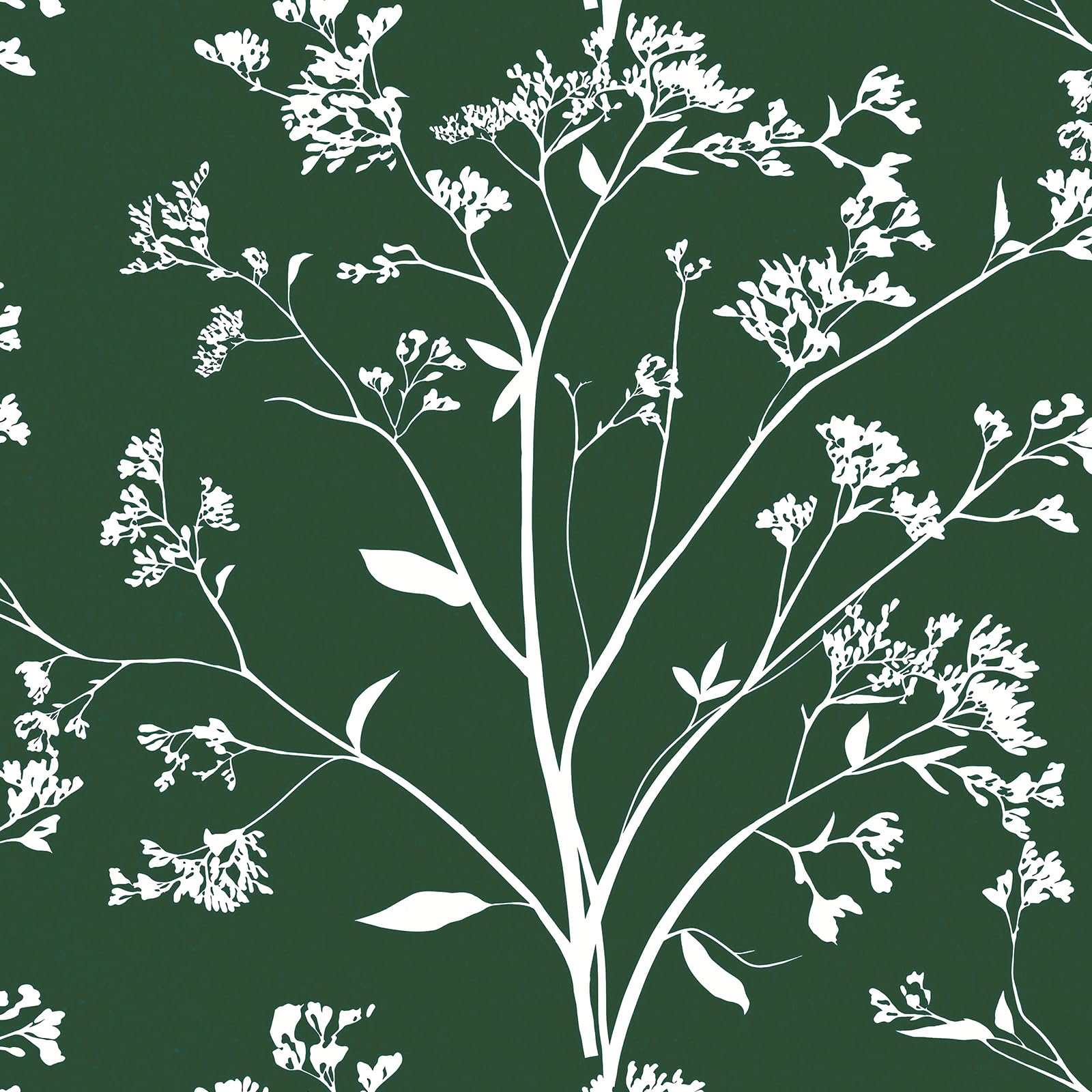 Photo 1 of Hopepak 17.3''x118'' Peel and Stick Wallpaper White and Green Wallpaper Modern Removable Self Adhesive Wallpaper Waterproof Floral Contact Paper for Bedroom Living Room Decor Stick on Wallpaper