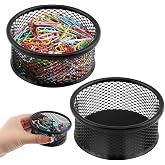 Kryslanix 2 Pack Mesh Paper Clip Holder for Desk Office ﻿Organizer | 3.54*1.57inch Paperclip Holders for Desk,Wire Mesh Bowls Paper Clips Holder,Paper Clip Dispenser,Paper Clip School Organizer