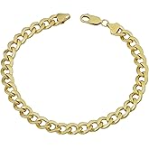 Kooljewelry 14k Yellow Gold Filled Polish Miami Cuban Curb Link Chain Bracelet (7.4 mm, 9 inches)