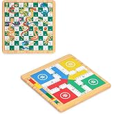 Solid Wood Ludo and Snake and Ladder Board Game Set -11.82 inches, Classic Board Game 2 in 1.Ludo Game Set.Snake and Ladder Game Set.