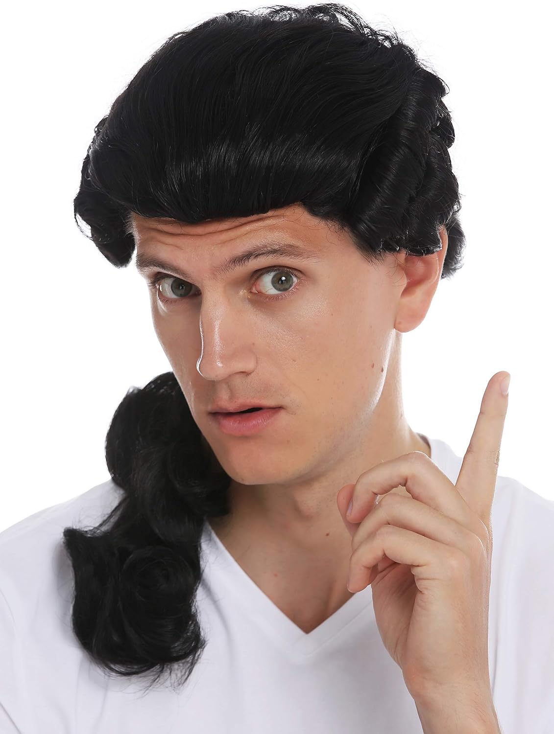 WIG ME UP - VK-31-1B wig men man historic baroque renaissance black braid noble man, Velvet black (1B) - Image 4