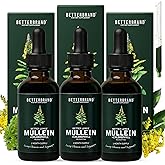 Betterbrand Mullein Lung Detox Drops (3-Pack), 60ml Mullein Leaf Tincture with Chlorophyll for Respiratory Health Support - Alcohol-Free - 3 Month Supply