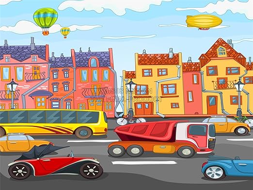 Amazon Com Doppelganger33 Ltd Painting Drawing Design City Street Heavy Traffic Kids Art Large Art Print Poster Wall Decor 18x24 Inch Home Kitchen