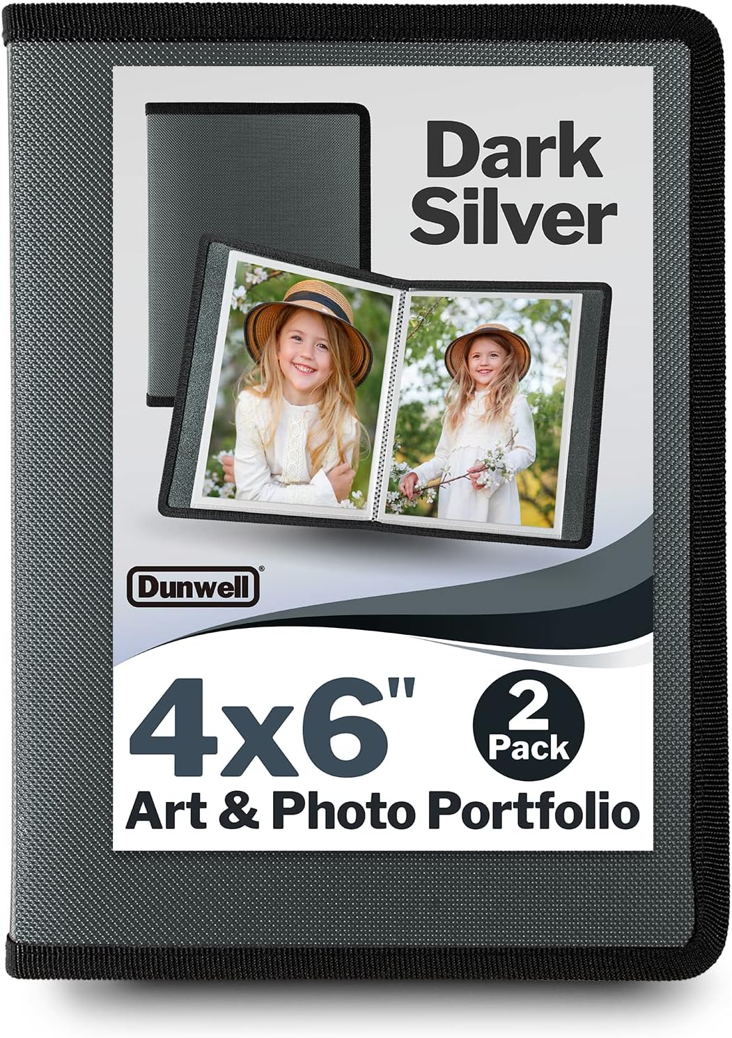 Photo Albums, Frames & Accessories - Dunwell Small Photo Album 4x6 (Dark Silver) - 2-Pack 4 x 6 Photo Book Album, Each Shows 48 Pictures, Mini Portfolio Folder for Artwork, Baby Photo Albums with 4x6 Photo Sleeves