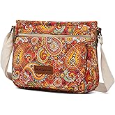 Malirona Women 's Durable Floral Crossbody Bag Canvas Messenger Handbag Multi Pocket Travel Satchel Purse