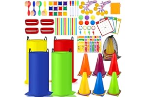 KUBUSFLY Potato Sack Race Bags, 116 Pcs Outdoor Carnival Games for Kids, Lawn Field Day Games Set with Bean Bags, Ring Toss, Cones, Bingo Cards, Carnival Yard for Family Adults Kids Birthday Party