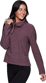 quilted cowl neck pullover