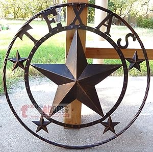 Wall Sign Vintage Antique Style Texas Lone Star Metal Wall Plaque Barn Star Wire Ring Rustic Western 24