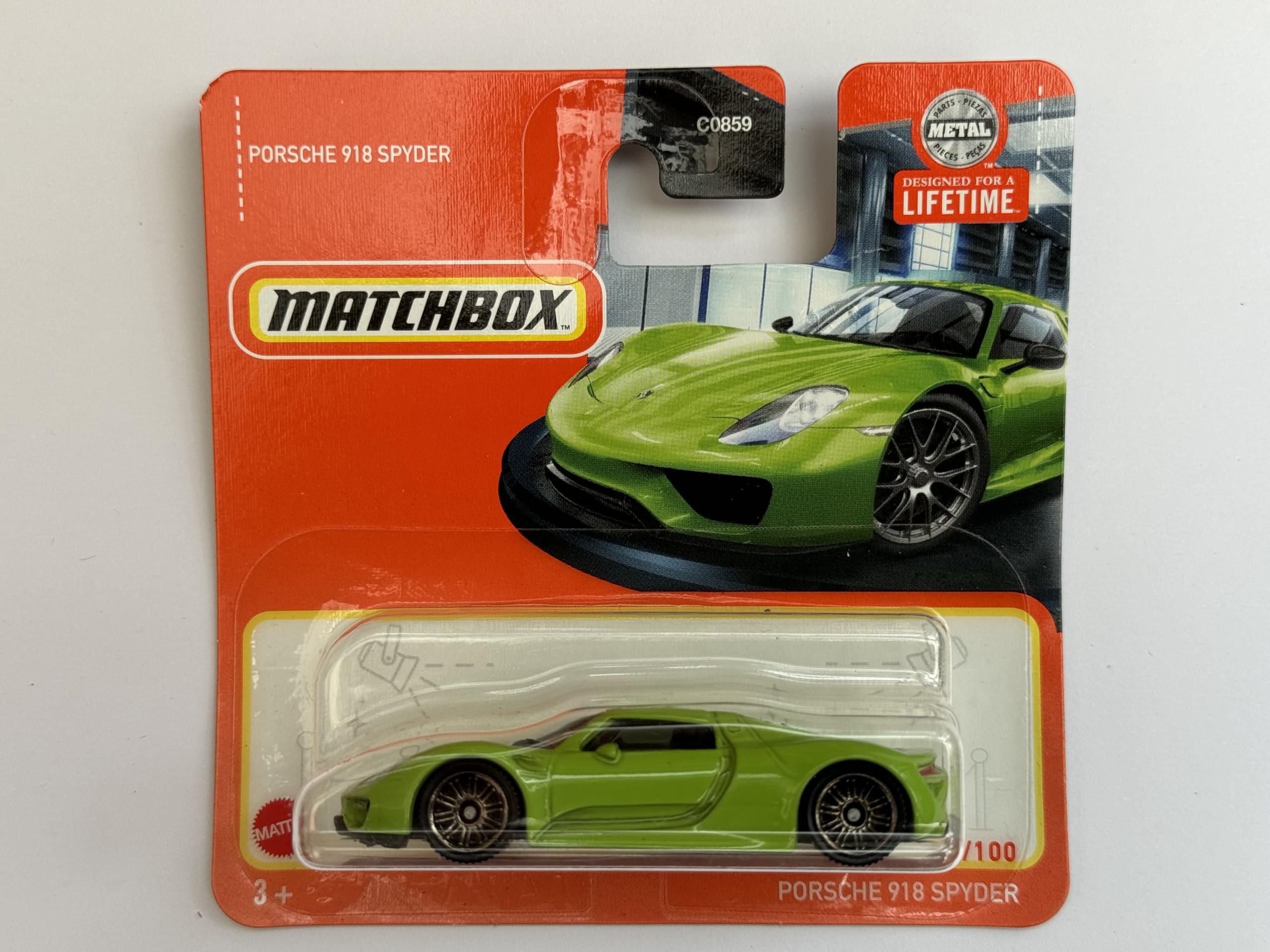 2024 Matchbox Porsche 918 Spyder Neon Lime Green 45/100 (Short Card) HVN89