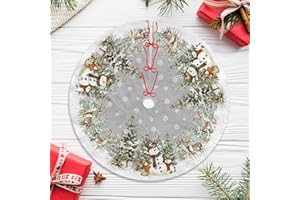 Christmas Tree Skirt, 36 Inches Snowman Snowflake Reindeer Tree Skirt for Winter Xmas Tree, Halloween Indoor Home Holiday Par
