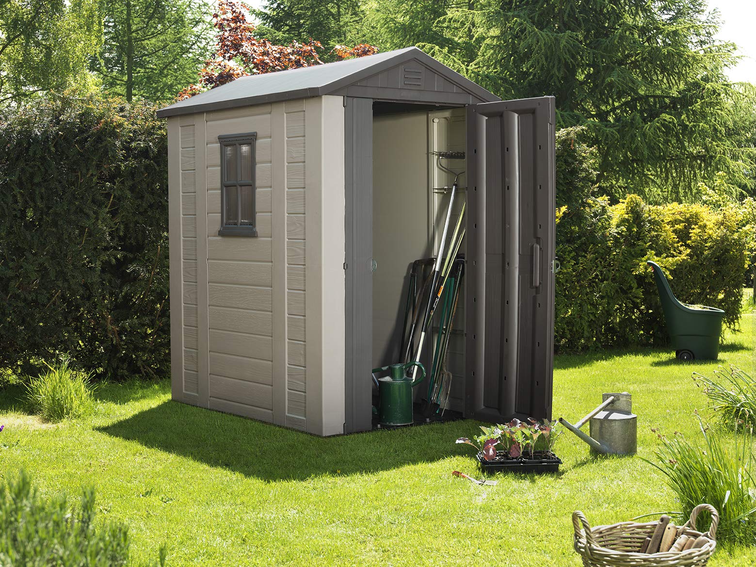 Keter Factor Outdoor Plastic Garden Storage Shed, Beige, 4 x 6 ft Buy