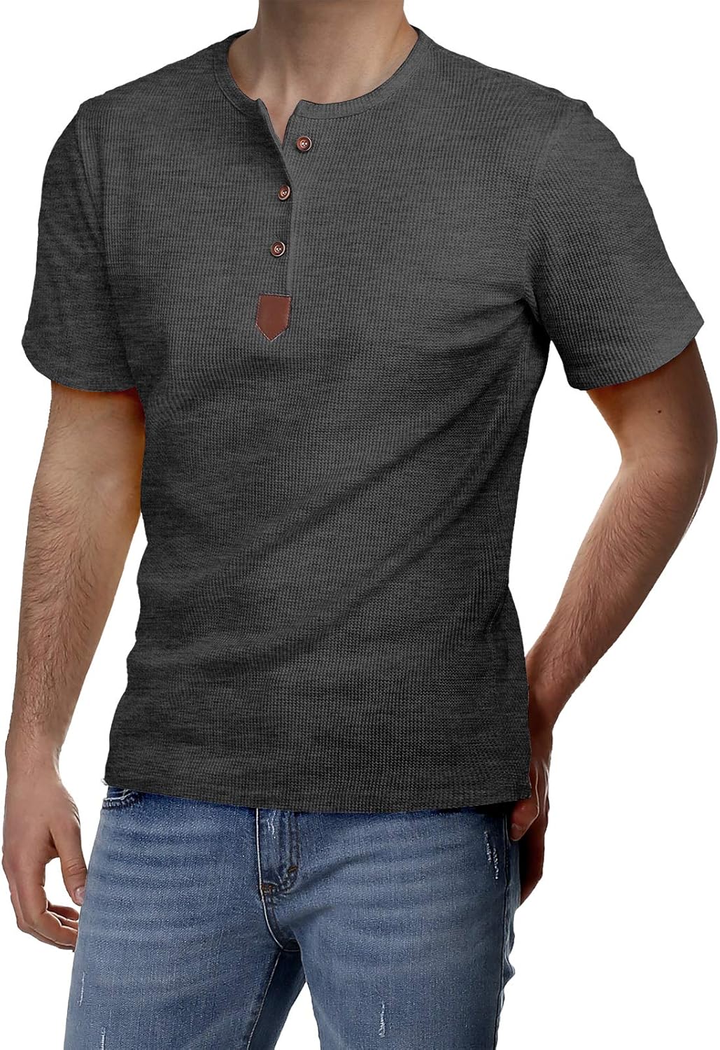 H2H Mens Casual Slim Fit Henley Shirts Short Sleeve Waffle Fabric at  Men’s Clothing store