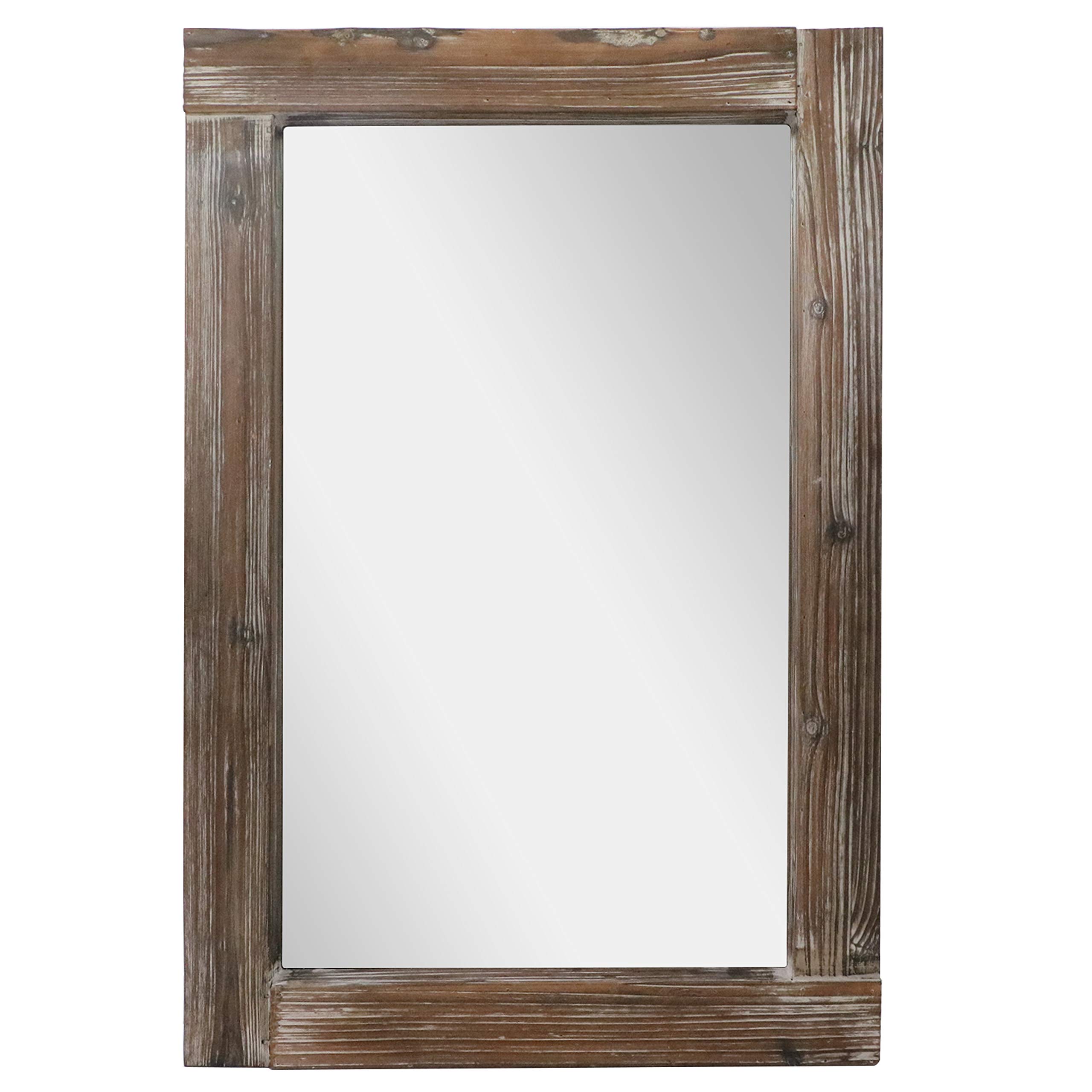 Barnyard Designs Decorative Long Wall Hanging Mirror Rustic Vintage Farmhouse Distressed Wood Mirror Wall Decor 36” x 24”