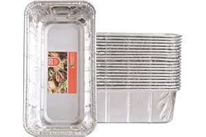 PARTY BARGAINS 2 Lb Aluminum Loaf Pan - 20 Pack, 8.5" x 4.5" x 2.5" Heavy Duty Disposable Bread Pans for Perfect for Baking, Lasagna, Meatloaf & Food Serving (Max 240°C)