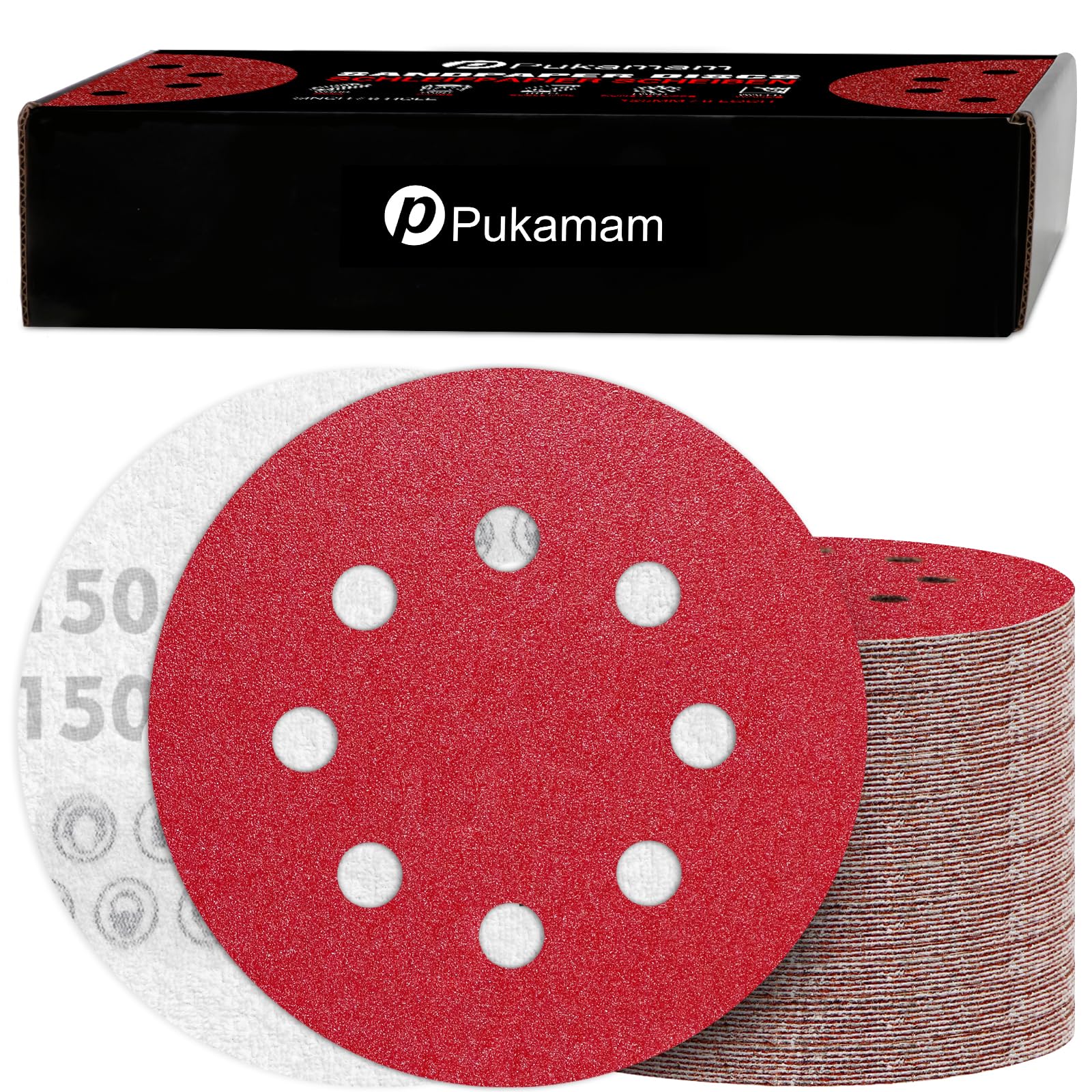 120PCS 125mm Sanding Discs 150 Grit for Random Orbital Sander Hook and Loop Sandpaper Set