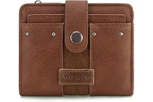 Montana West X Wrangler Cowhide Wallets for Women Small Wallets Woman Credit Card Wallet Bifold Brown Wallets with Removable ID Window