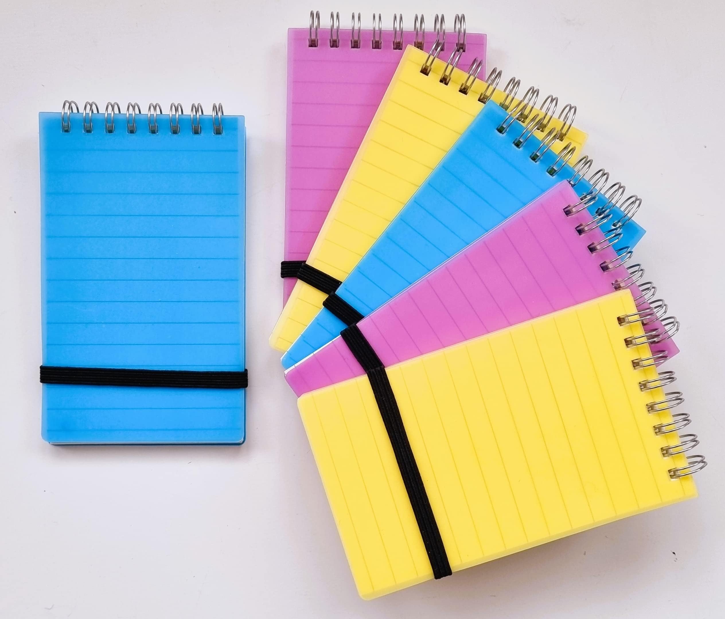 NAYA Notepads 6 Pack Spiral Pocket Notebooks, Wire Bound Flip Witting Note Pad, Small Memo, Jotting, Doodle Pads, Reporter Multipack Notebook Mini, Cover Note Book.