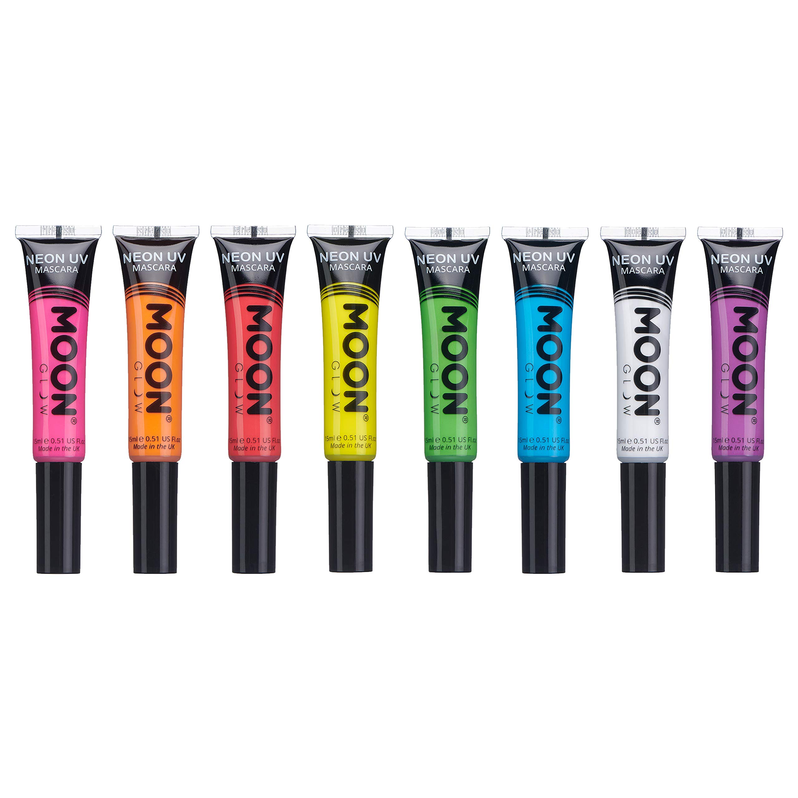Moon Glow Neon UV Mascara - Choose from 8 colours - Glows brightly under UV Lighting! (Set of 8)