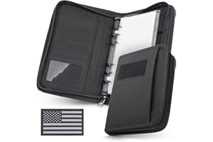 WYNEX Tactical Notebook Padfolio Ring Binder - Refillable 6-Ring A6 Binder, Zip Hardcover Notebook with 45 Pages, Water-Resistant Notebook Cover for Planners, College, Office, Field, Gift