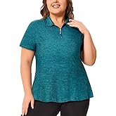 Misyula Style Plus Size Womens Golf Shirt Short Sleeve Quarter Zip Polo Shirts Casual Work Tennis Workout Tops XL-5XL
