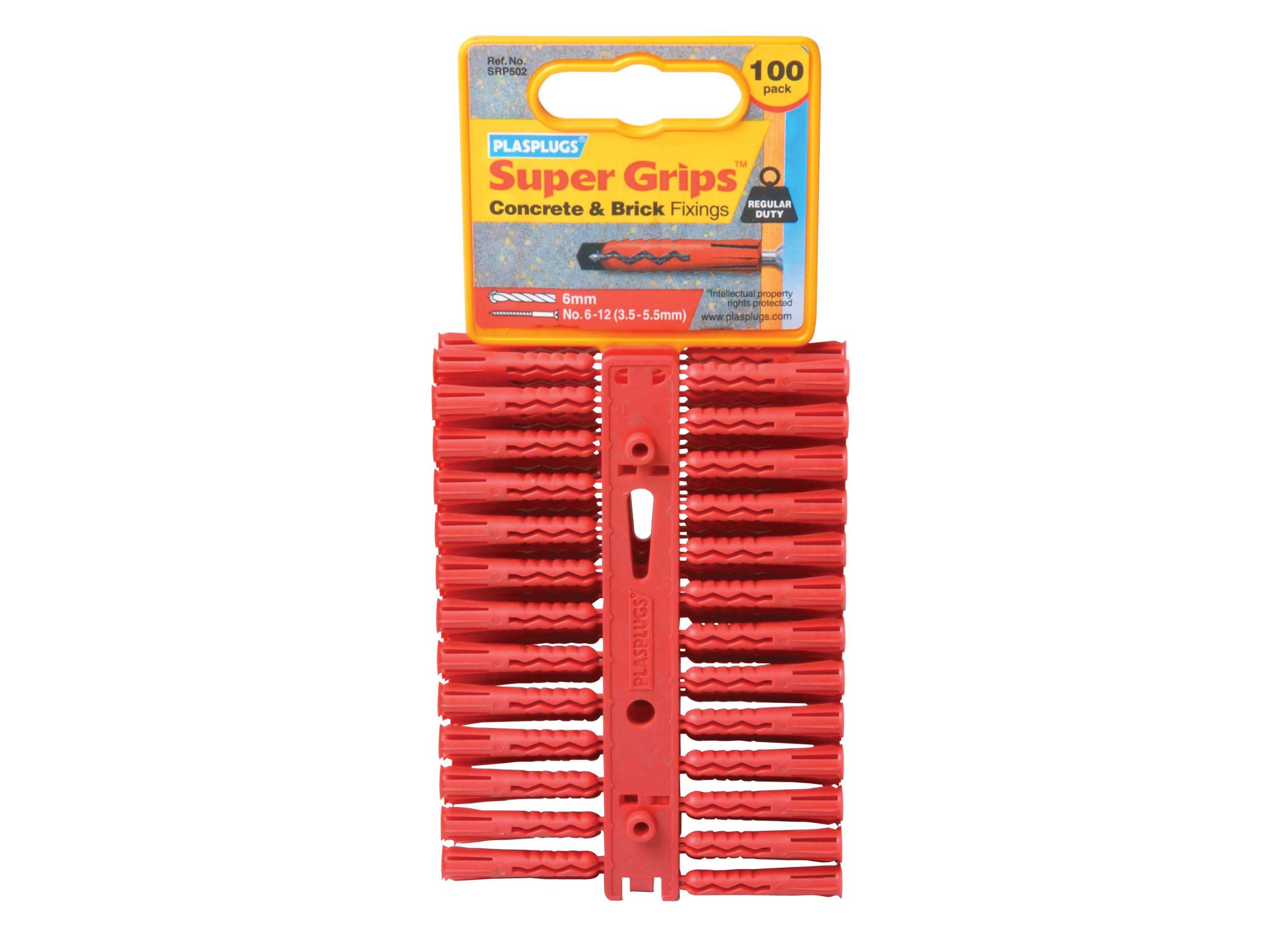 Plasplug SRP502 Supergrip Fixings - Red (Pack of 100)