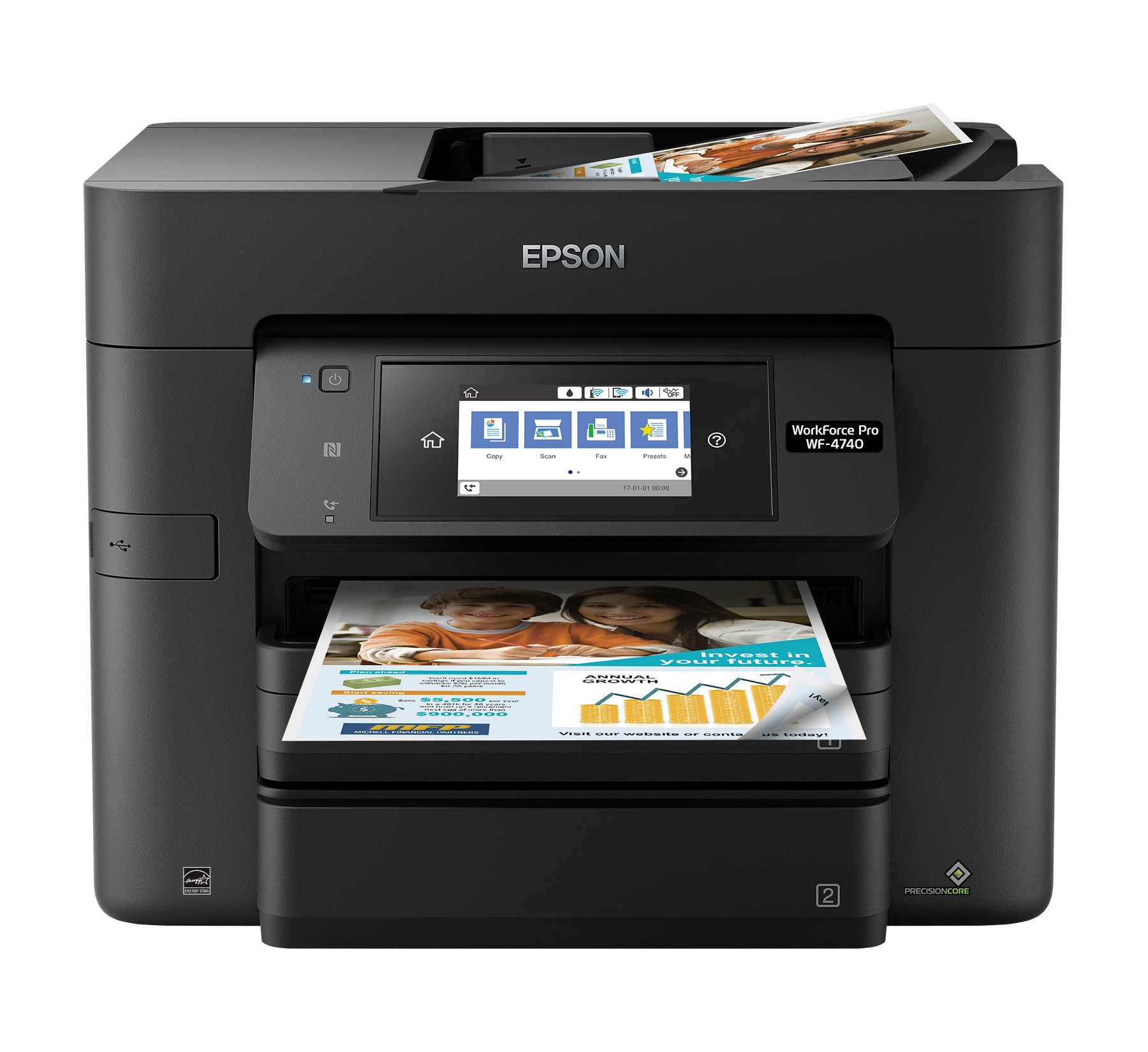 Epson WorkForce Pro WF-4740 Wireless All-in-One Color Inkjet Printer, Copier, Scanner with Wi-Fi Direct, Amazon Dash Replenishment Ready