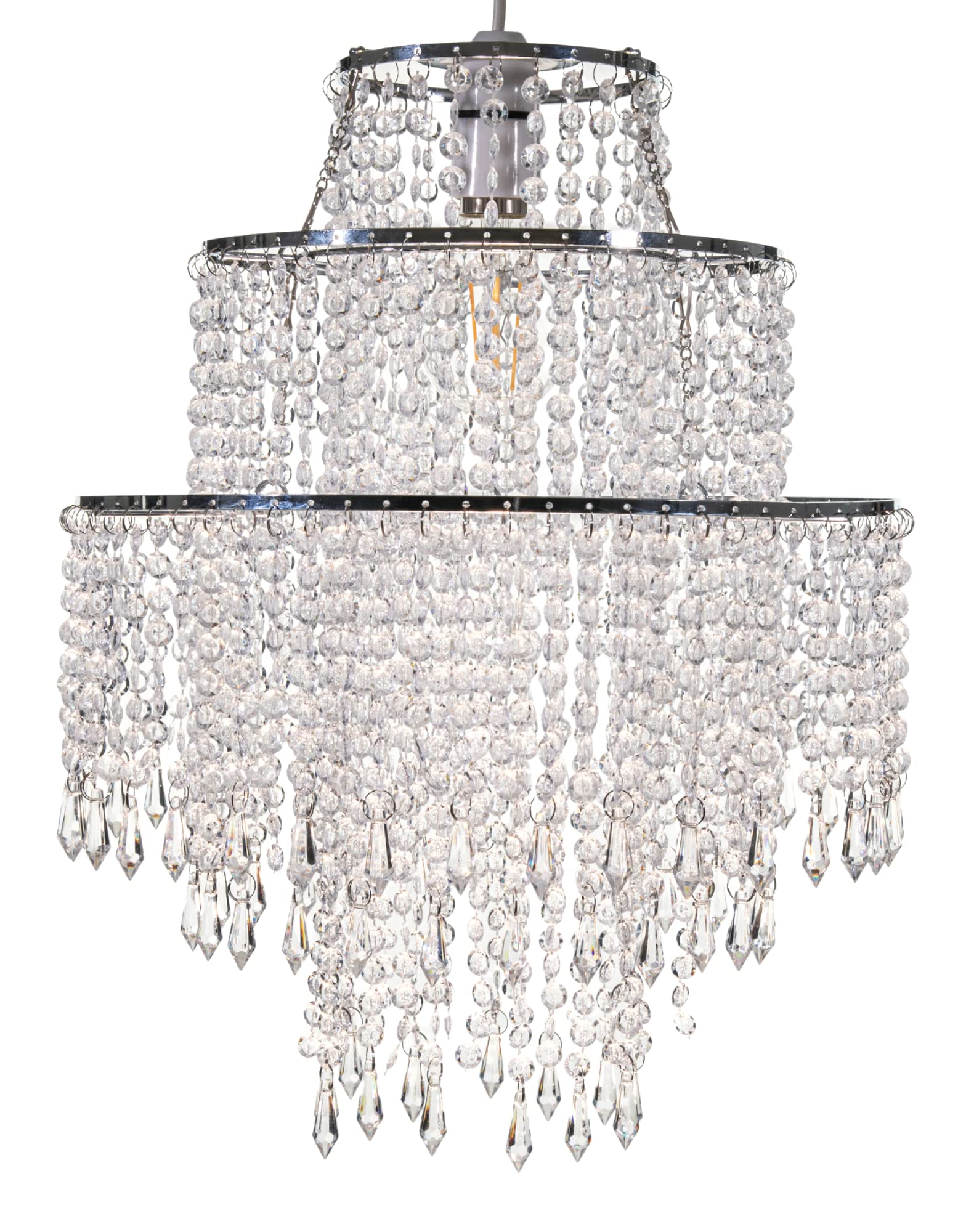 Giggi 3-Tier Clear Chandelier Light Shade | Lamp Shade for Pendant Light Ceiling Light Shade Acrylic Crystal Chandelier Easy Fit Lampshades for Ceiling Lights for Living Room Bedroom Kitchen Hallway
