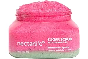 NECTAR BATH TREATS Sugar Scrub, Watermelon Body Scrub, Exfoliating Bump Eraser Scrub, Pre-Shave Leg Scrub, Butt Exfoliator Scrub, Bikini Hair Scrub, Natural and Vegan Body Skin Care for Women, 8 oz (Watermelon)