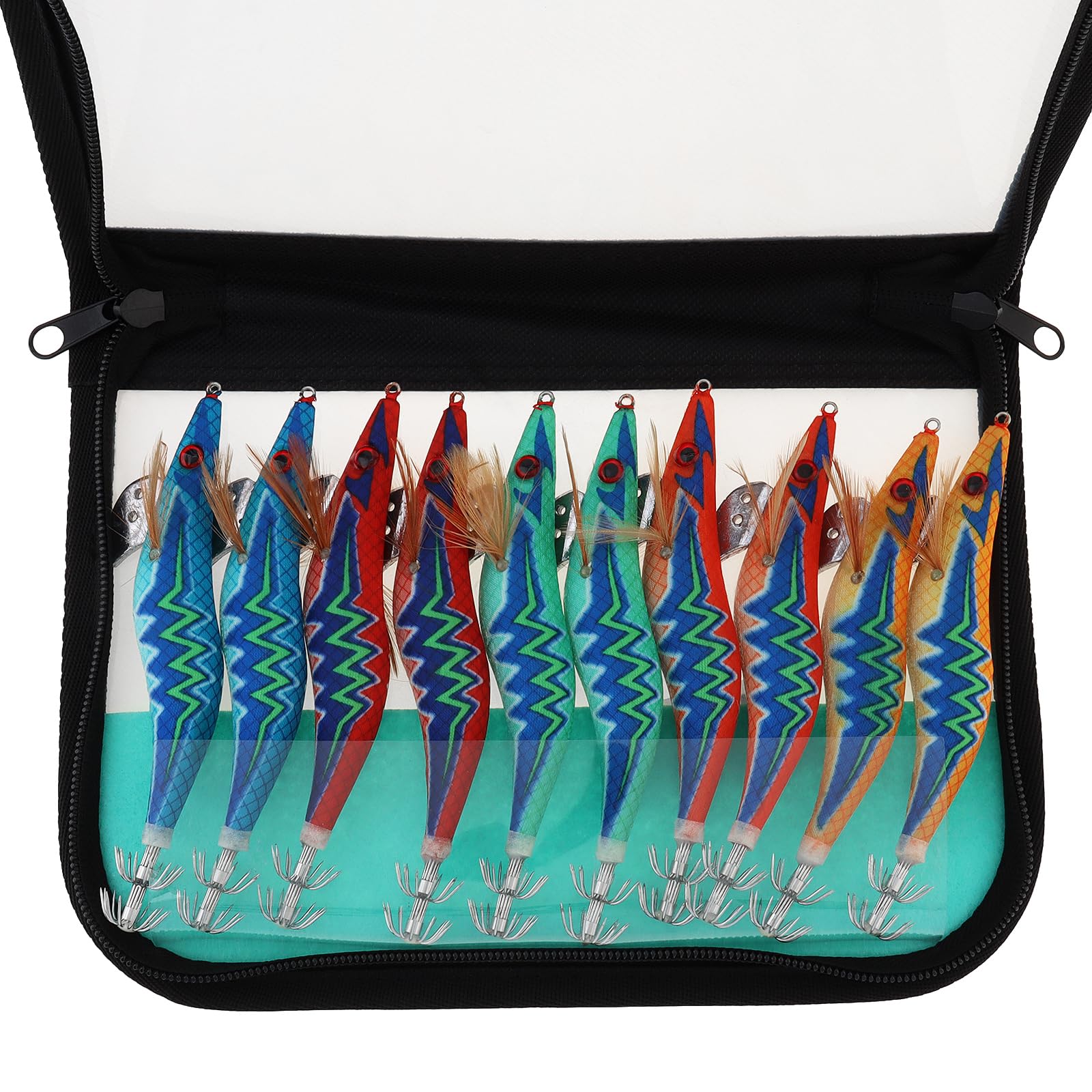 OriGlam 10pcs Luminous Fishing Lures - Squid Jig Hooks, Hard Shrimp Lure, Glow in Dark (3.5#)