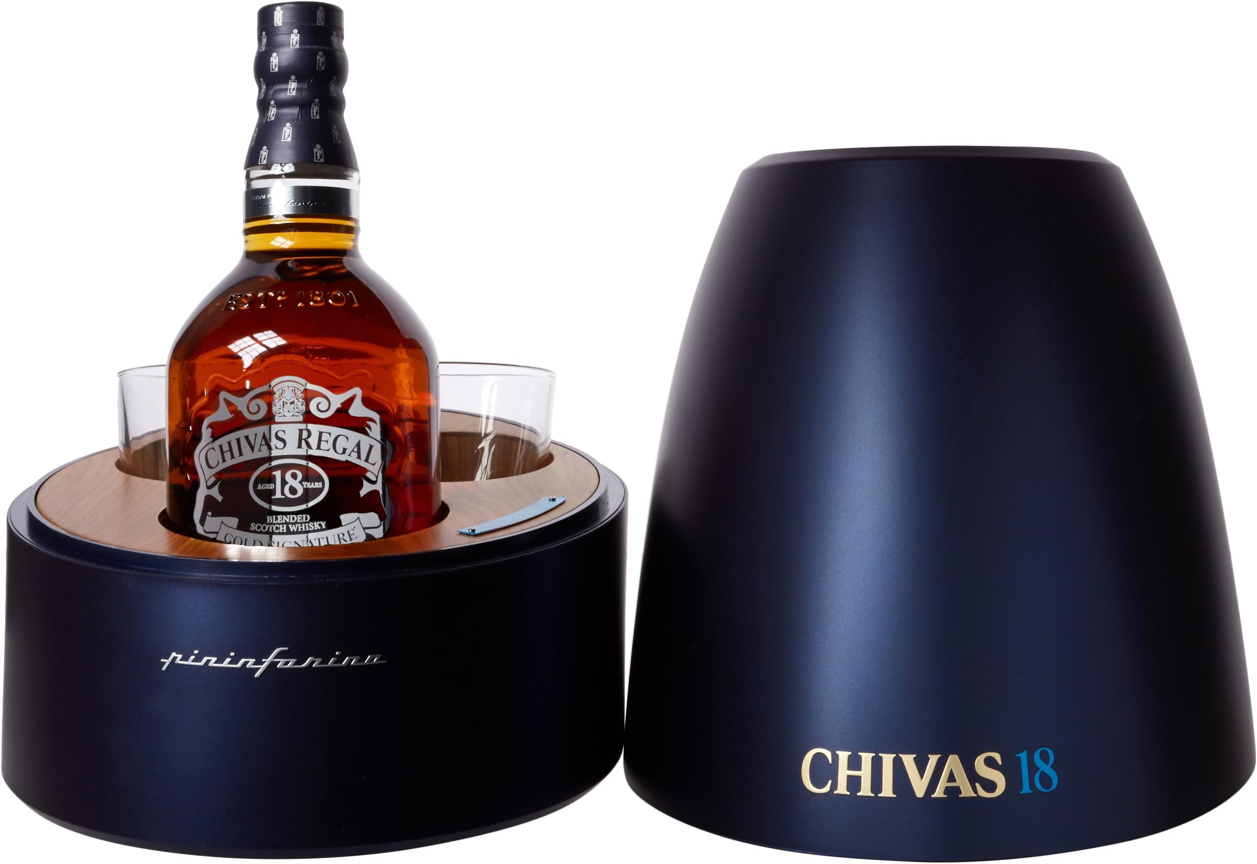 Chivas 18 Year Old Pininfarina Limited Edition Glass Set 40% Whisky, 70 cl