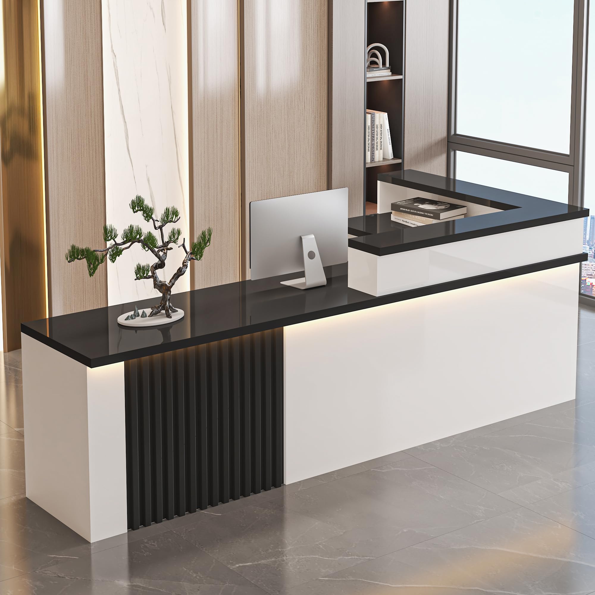 Office Reception Desk with Counter - Sturdy Front