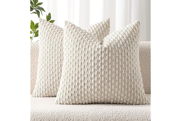 MIULEE Throw Pillow Covers Soft Corduroy Decorative Set of 2 Boho Striped Cushion Pillow Covers Pillowcases Farmhouse Home De