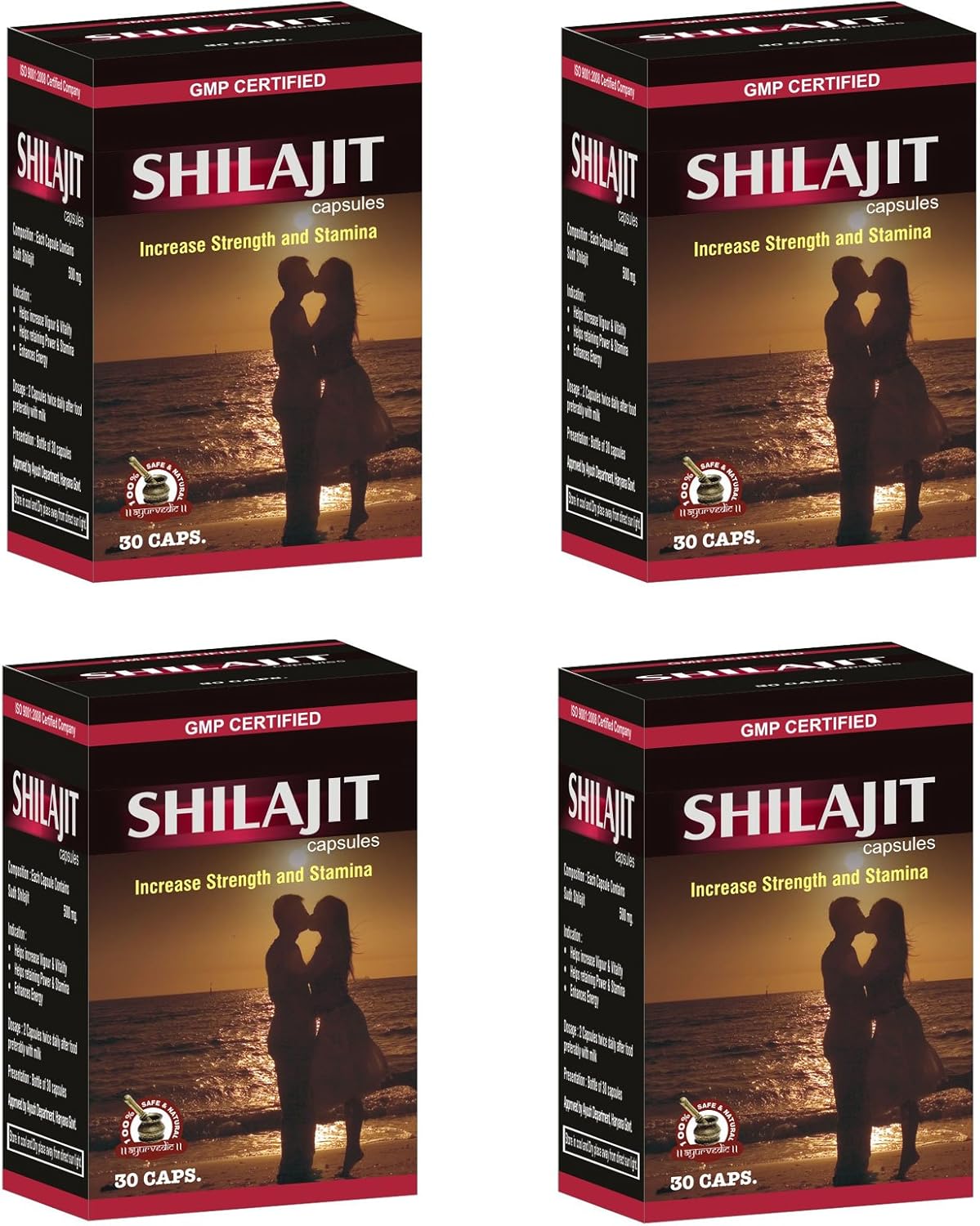 Ayurved Research Foundation Shilajit Capsule Herbal Supplement to Increase Energy and Stamina 4 Packs of 30 Capsules: Health & Personal Care