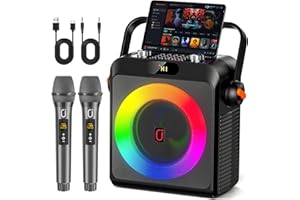 PPMIC Karaoke Machine with 2 Wireless Microphones for Adults, Bluetooth 5.3 Speaker with Upgraded Subwoofer, Bass Boost | Home Party PA System, Outdoor Gatherings, Support TV/AUX/USB/TF Card/Live