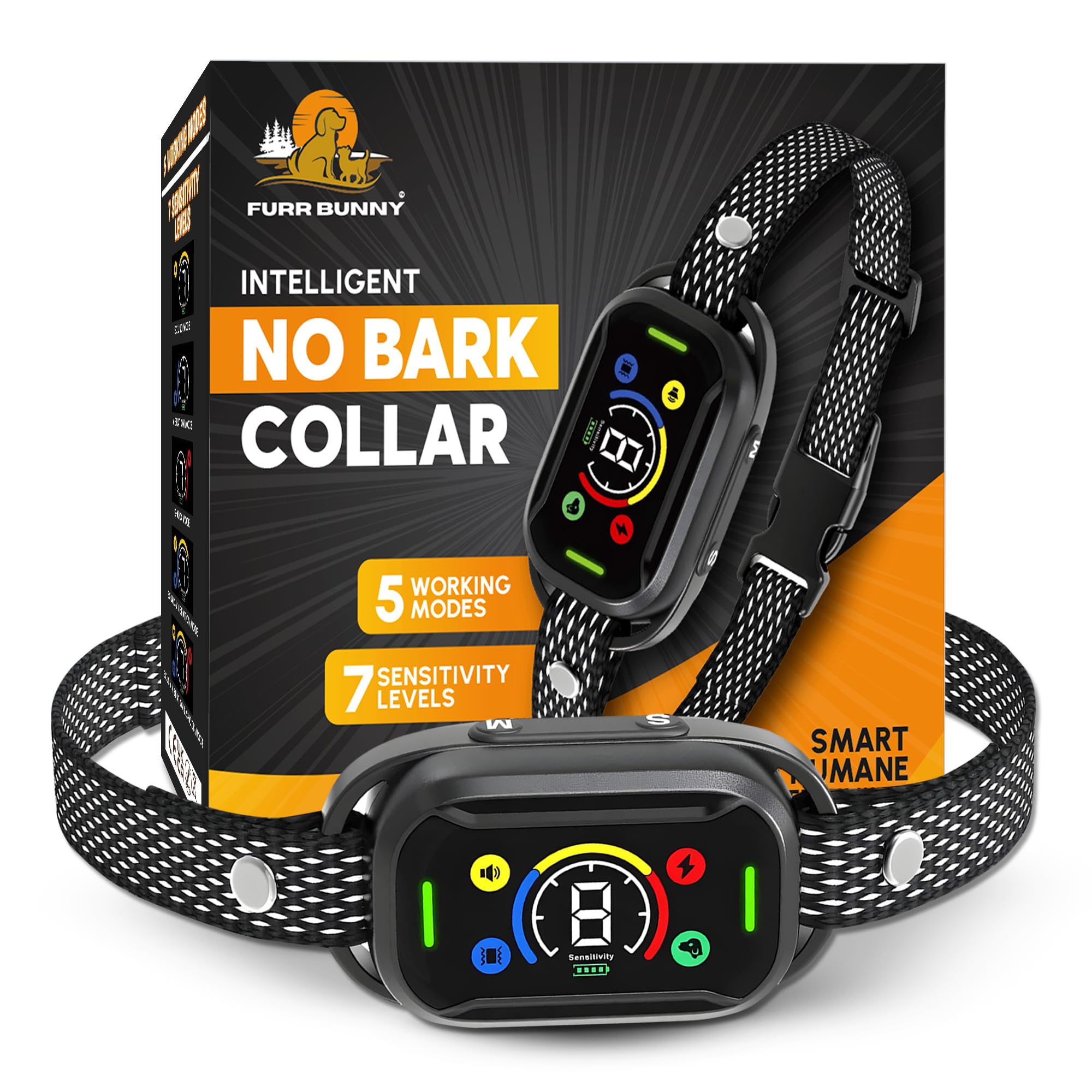 Photo 1 of 2025 Upgraded Intelligent Dog Bark Collar for Medium and Large Dogs - Beep, Vibration and Safe Static Shock, 7 Sensitivity Levels Adjustment - Effective Training to Stop Excessive Barking Fast