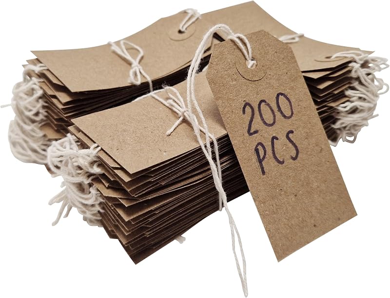Swift Brown Reinforced Card Gift Tags 108x54mm Pack of 200 with String