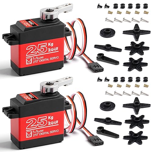 Miuzei 2Pcs 25KG High Torque RC Servo, Waterproof Servo Motor