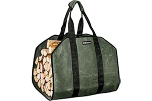Infinicare Firewood Carriers With Handles - Heavy Duty Canvas Firewood Bag with Handles - Durable Wood Carrier for Firewood, Suitable for Indoor Fireplace and Outdoor Camping - Military Green