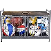 Mythinglogic Rolling Ball Storage Cart, Sports Equipment Storage Organizer for Garage/Basement/Entryway, Ball Storage Bin with Casters (Medium)