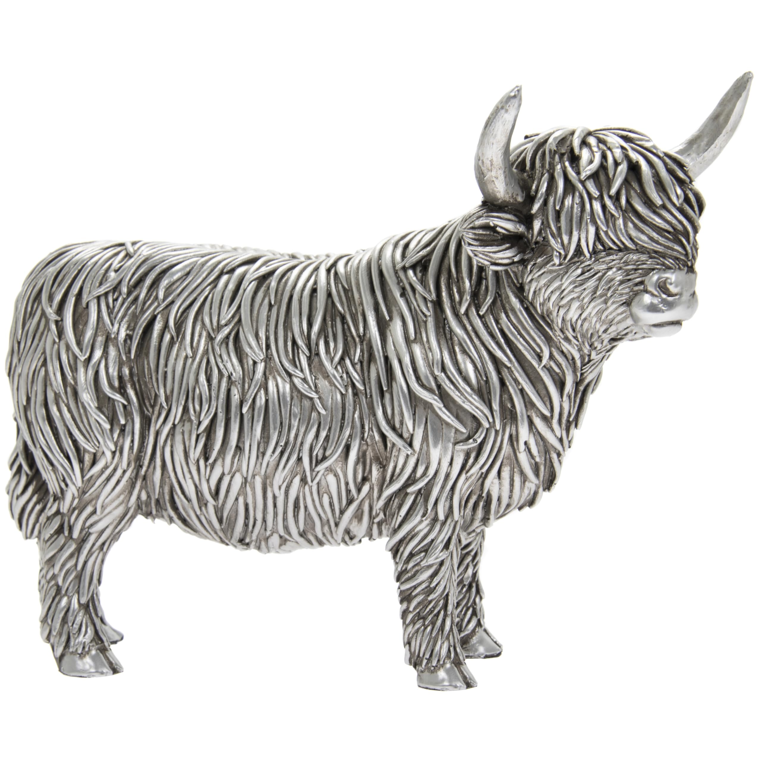 The Leonardo Collection Silver Highland Cow Figurine For Home & Office | Home Decor Ornaments Gift For Women & Men | Beautiful Figurine For Indoor & Outdoor | Living Room Decor Ornaments