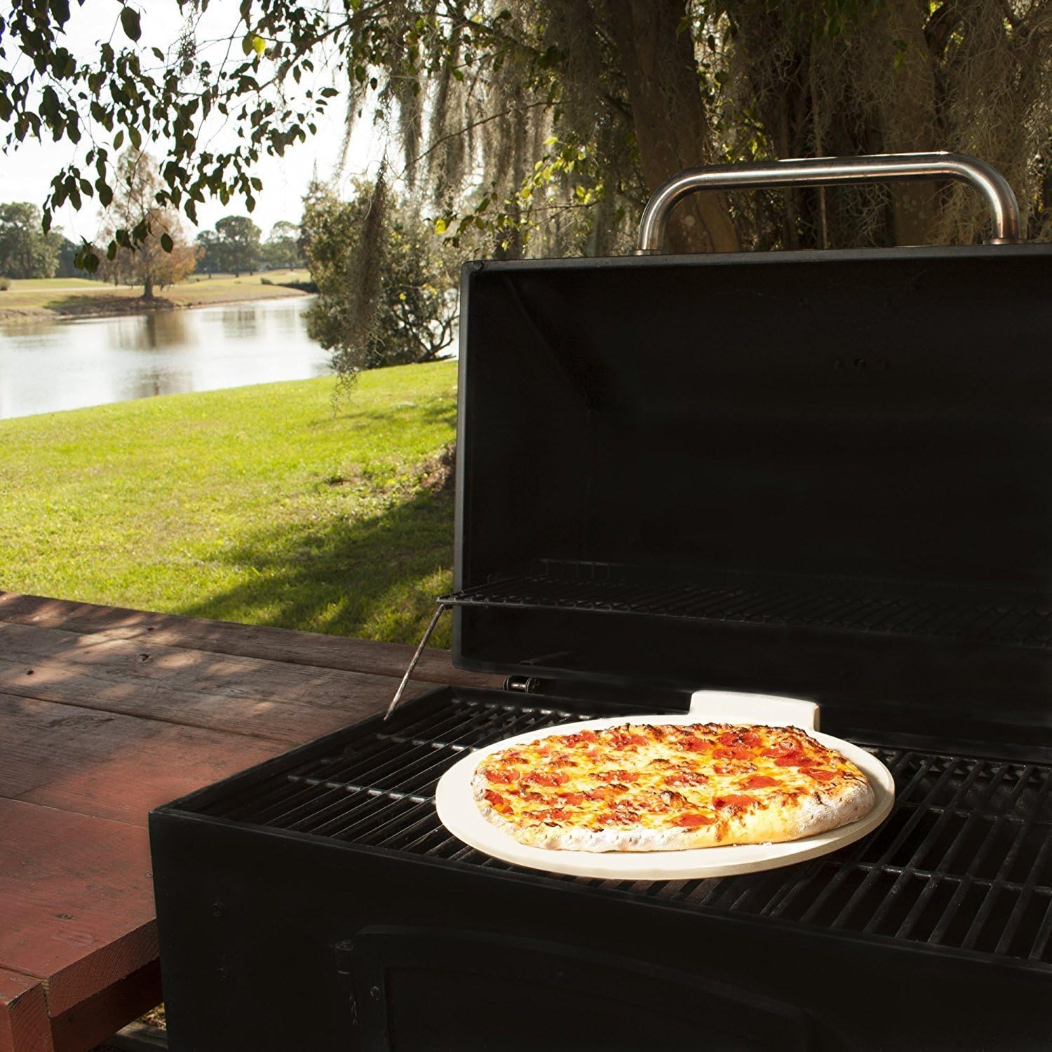 The Ultimate Pizza Stone for Oven & Grill. 16 inch Round Baking Stone with Exclusive ThermaShock Protection & Core Convection Tech for the Perfect Crispy Crust on Pizzas & Bread. No-Spill Stopper: Kitchen & Dining