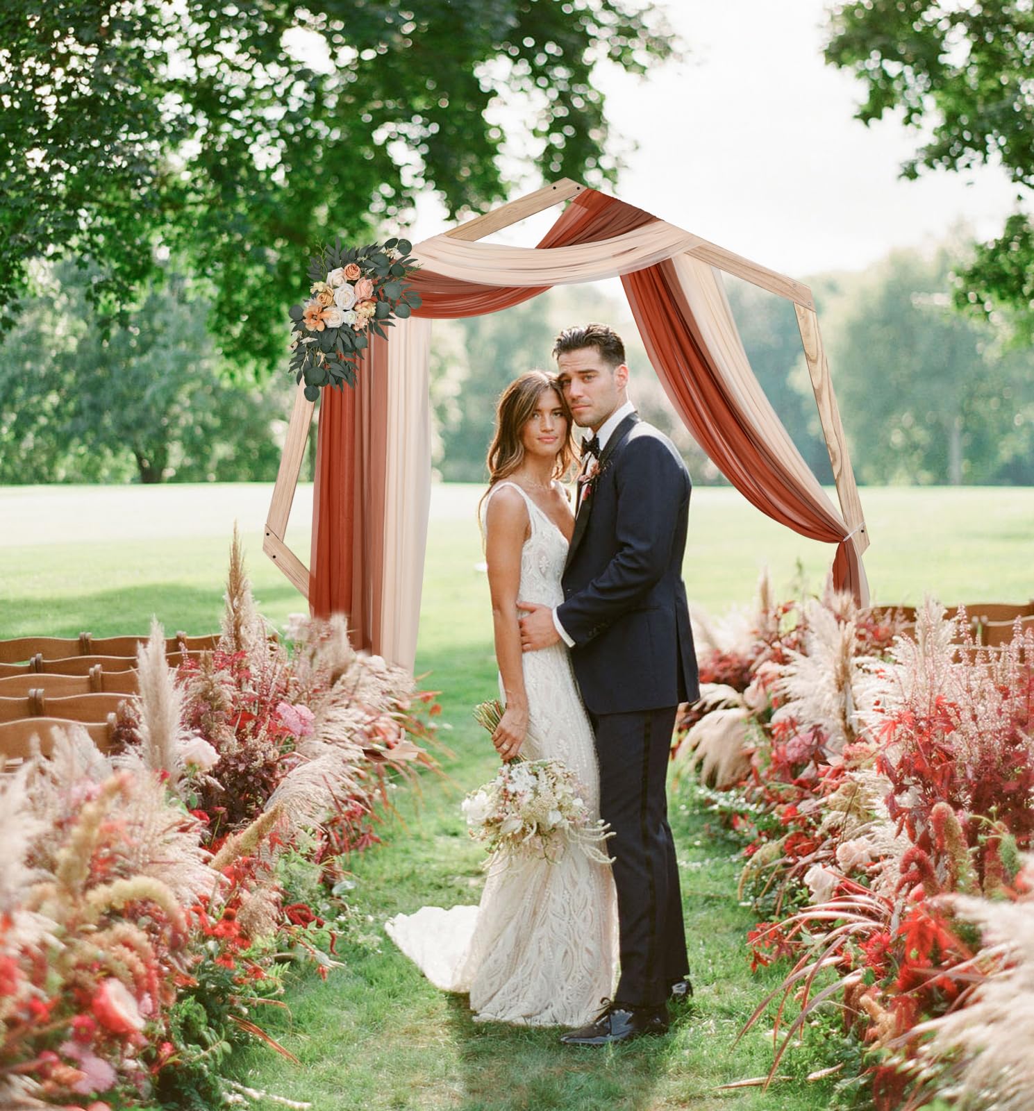 DearHouse 3 Panel Wedding Arch Draping Fabric,29.5