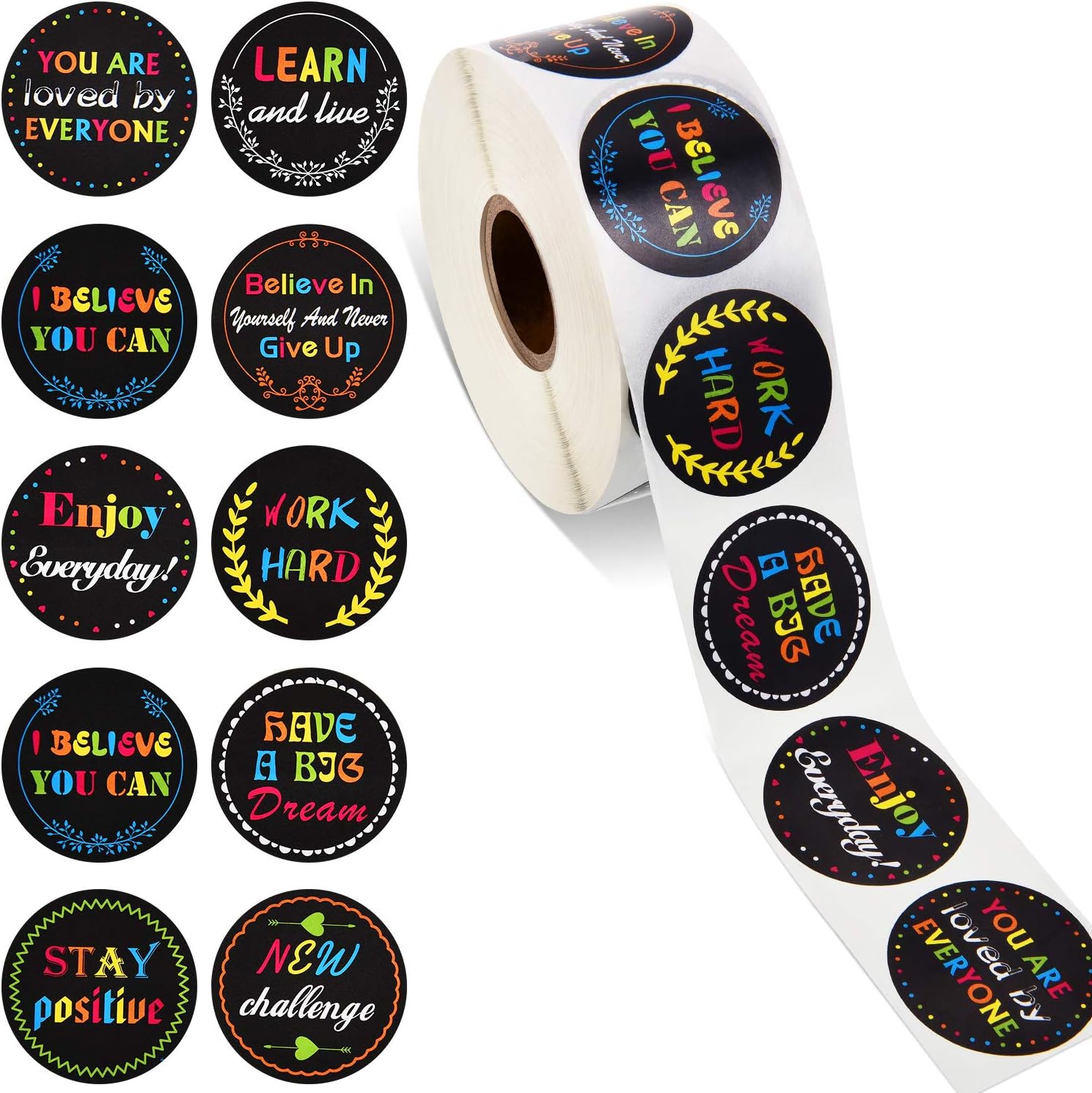 1000 Pieces Inspiring Planner Stickers Black Inspirational Quote Stickers Encouraging Stickers Motivational Encouragement Stickers for Laptop Book Phone Car Luggage Bike