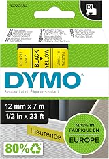 DYMO D1 Labels Black on Yellow 12 mm x 7 m Self-Adhesive Tape