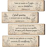 Yousoontic 4 Pieces Spanish Bible Verses Wall Decor Christian Spanish Wood Plaque Hanging Sign Religious Wall Decor Bible Verses Art for Home Office Farmhouse Kitchen (Bohemian Style)