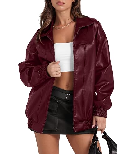 Amazon.com: MakeMeChic Women's Faux Leather Shacket Long Sleeve