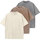 Men's Oversized Cotton T-Shirts Loose Fit Vintage Washed Tee Unisex Short Sleeve Casual Shirts Tops