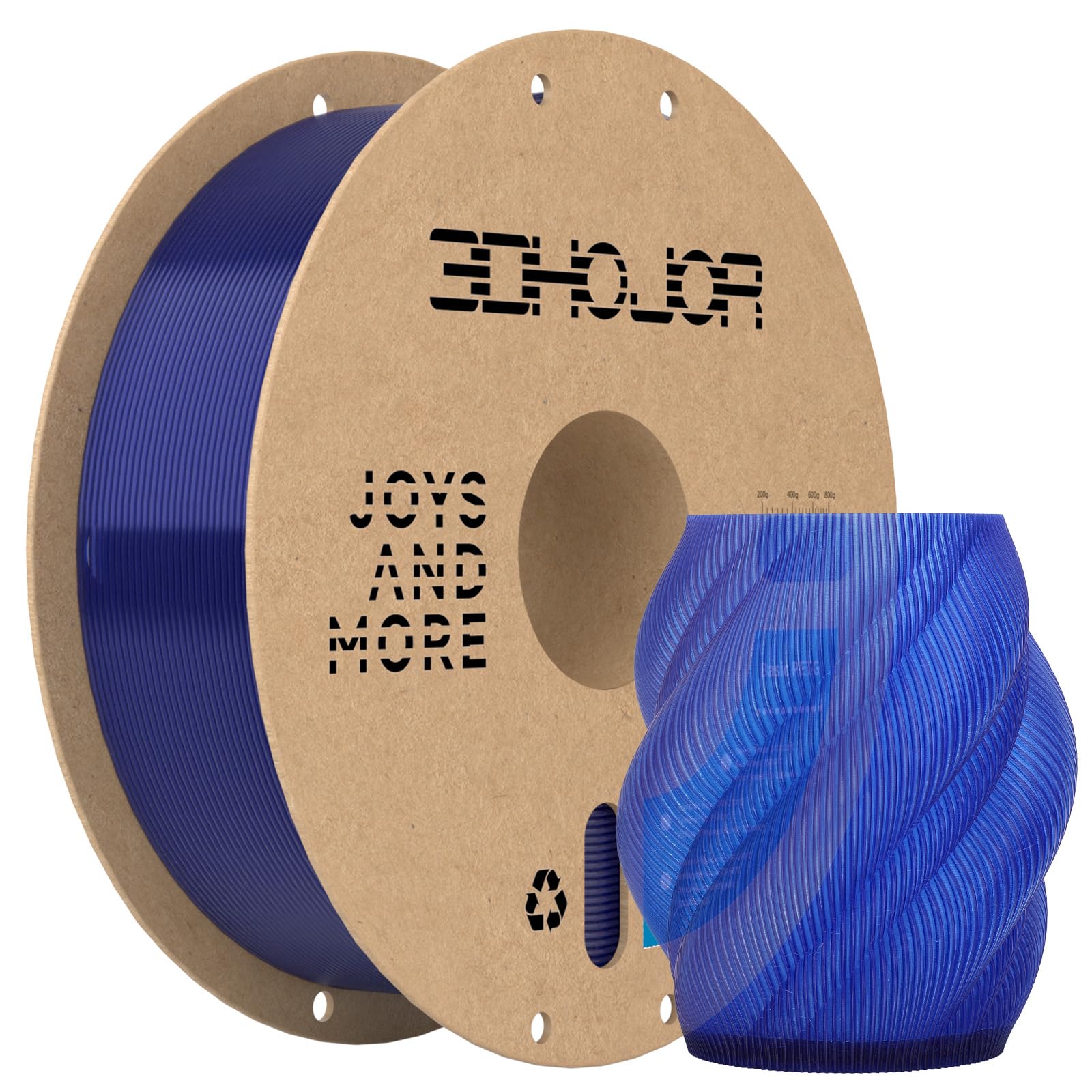 Photo 1 of 3DHoJor Update Basic PETG Filament 1.75mm, PETG 3D Printer Filament, 2.2 LBS (1KG) Cardboard Spool, Fit Most FDM 3D Printer, Translucent Blue