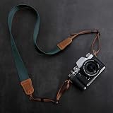 Padwa Lifestyle Dark Blue Green Camera Strap Crazy Horse Leather Ends Cotton view 5