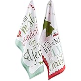 DII Holiday Kitchen Towel Set, Christmas Tea Towels for Baking, Cooking & Entertaining 18x28, Holiday Sayings, 2 Piece